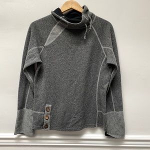 Prana M Turtle Neck Long Sleeve Gray Stripe 3 Button Waist Long Sleeve Sweater